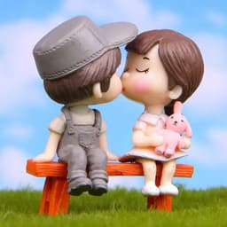 image-Mini Stool Couples Dolls Fairy Garden Miniatures Decor DIY Micro Landscape