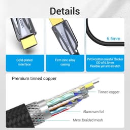image-Vention HDMI 2.1 Cable 8K/60Hz 4K/120Hz 48Gbps HDMI Digital Cables Splitter for Xiaomi TV Box HDR10+ PS5 Switch Cable HDMI 2.1