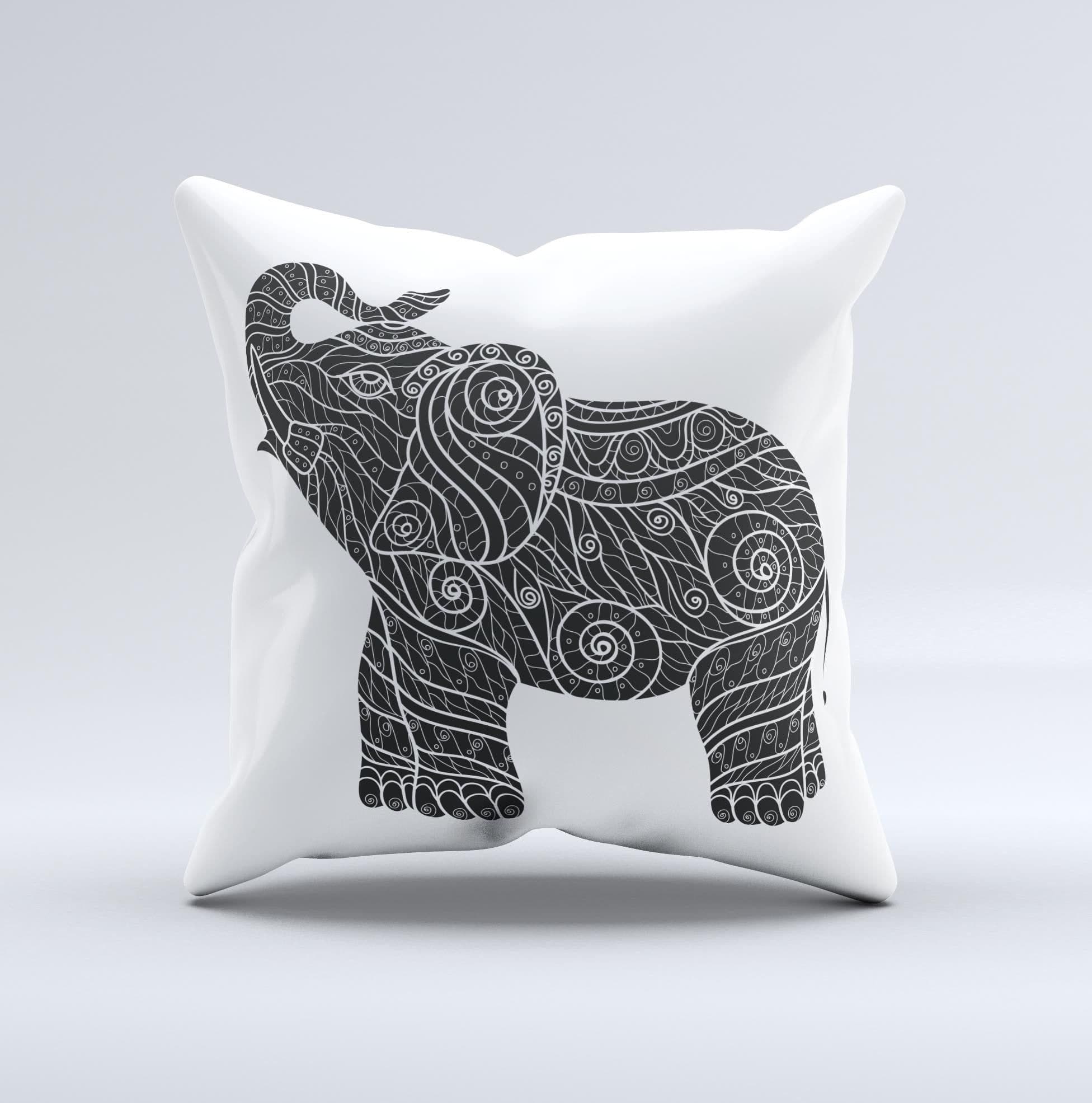 image-The Zendoodle Elephant ink-Fuzed Decorative Throw Pillow