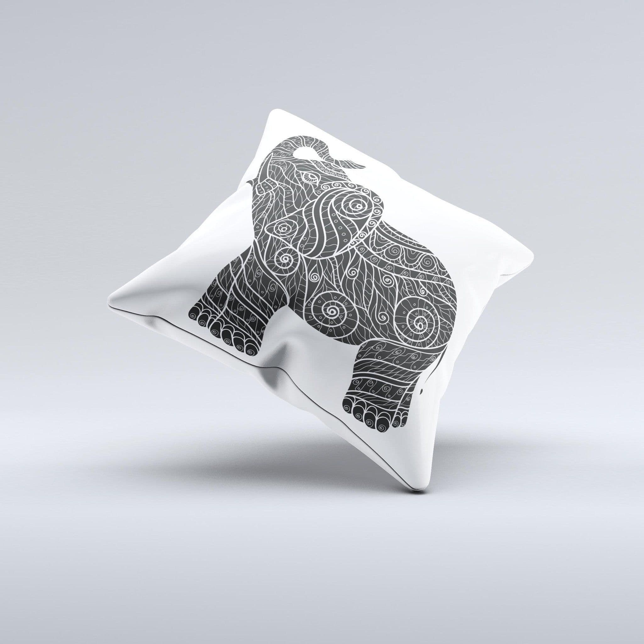 image-The Zendoodle Elephant ink-Fuzed Decorative Throw Pillow