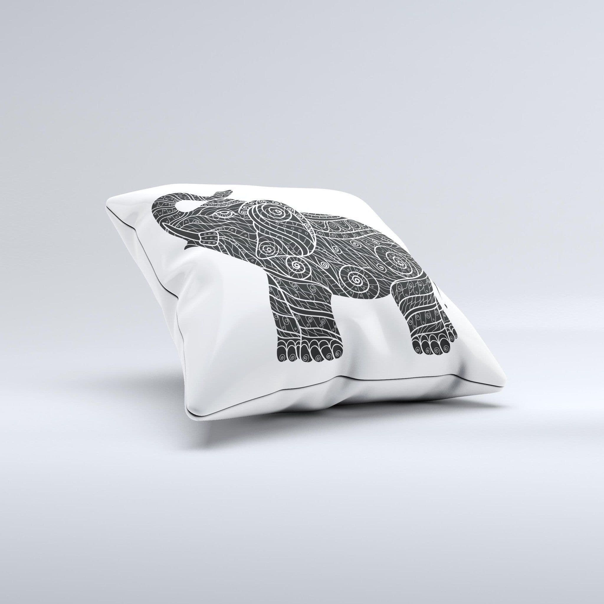 image-The Zendoodle Elephant ink-Fuzed Decorative Throw Pillow
