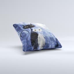 image-Abstract Black & White Cats Ink-Fuzed Decorative Throw Pillow