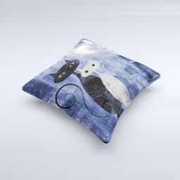 image-Abstract Black & White Cats Ink-Fuzed Decorative Throw Pillow