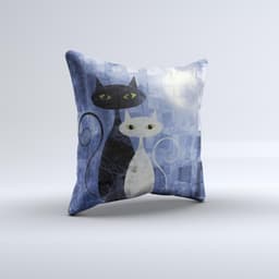 image-Abstract Black & White Cats Ink-Fuzed Decorative Throw Pillow