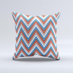 image-Red-White-Blue Sharp Chevron Pattern Ink-Fuzed Decorative Throw Pillow