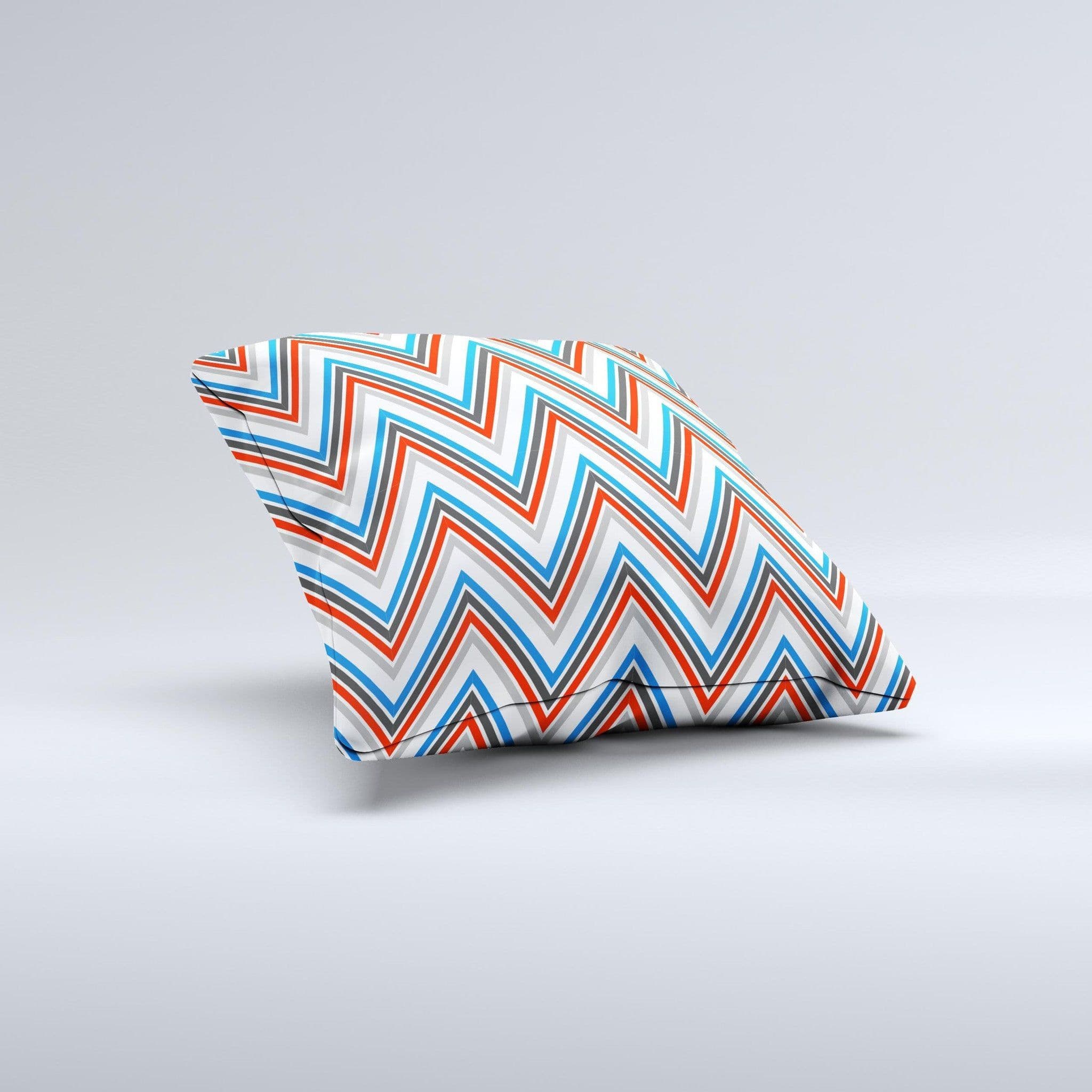 image-Red-White-Blue Sharp Chevron Pattern Ink-Fuzed Decorative Throw Pillow