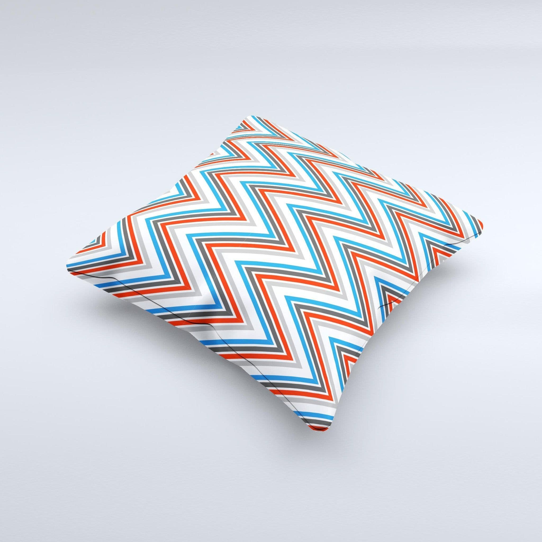 image-Red-White-Blue Sharp Chevron Pattern Ink-Fuzed Decorative Throw Pillow