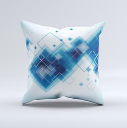 image-Blue Levitating Squares ink-Fuzed Decorative Throw Pillow