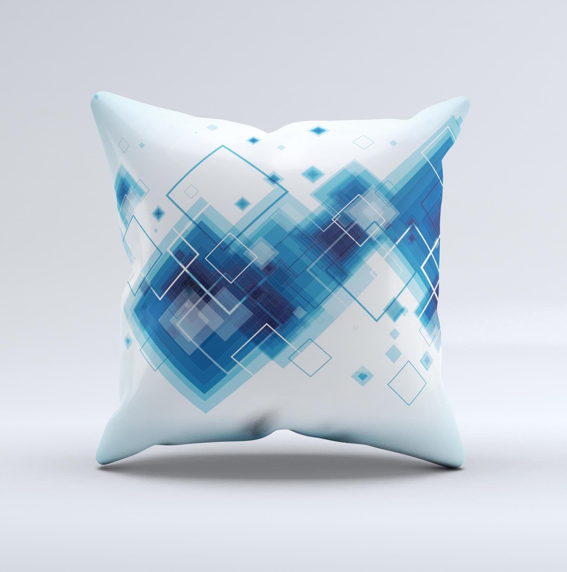 image-Blue Levitating Squares ink-Fuzed Decorative Throw Pillow