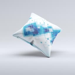 image-Blue Levitating Squares ink-Fuzed Decorative Throw Pillow