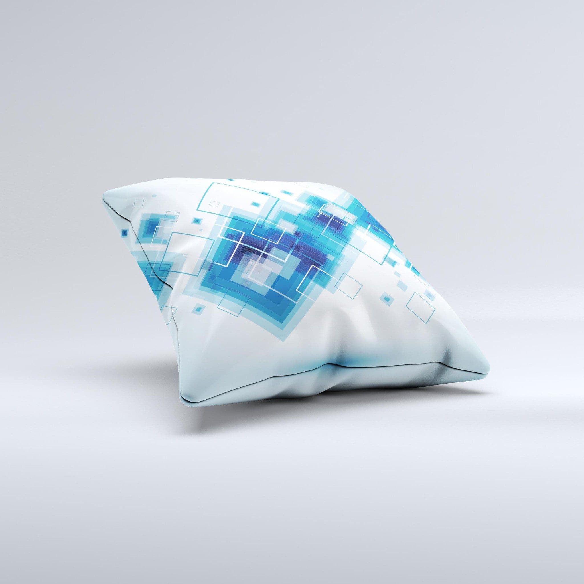 image-Blue Levitating Squares ink-Fuzed Decorative Throw Pillow