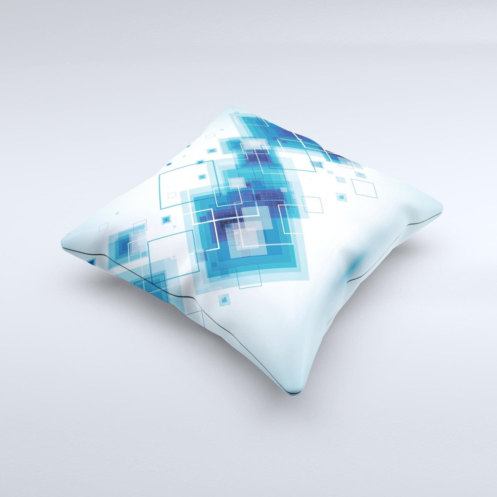 image-Blue Levitating Squares ink-Fuzed Decorative Throw Pillow