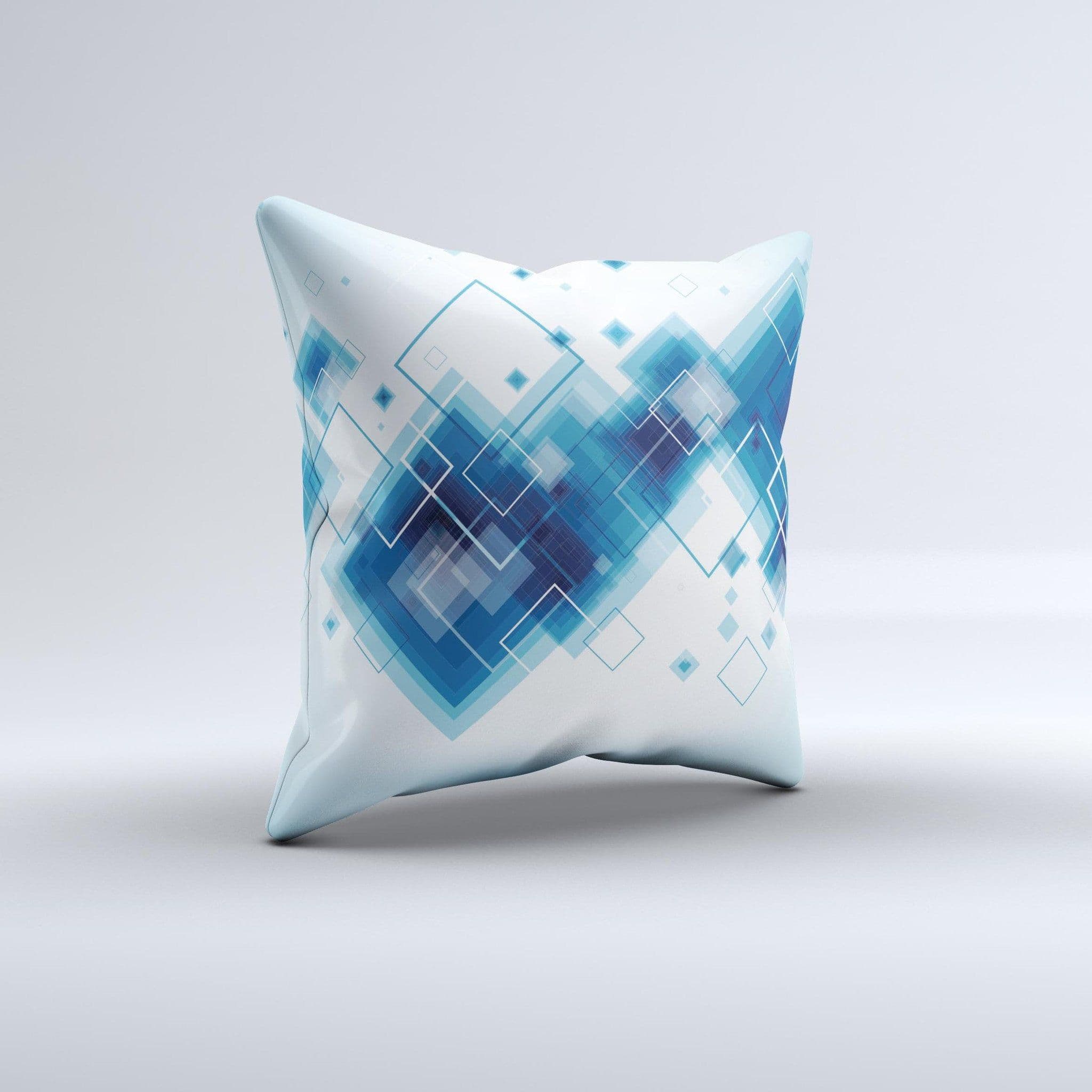 image-Blue Levitating Squares ink-Fuzed Decorative Throw Pillow