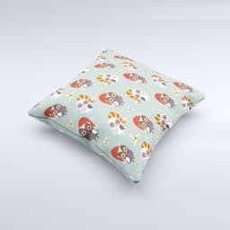 image-Cartoon Snowy Colored Owls ink-Fuzed Decorative Throw Pillow