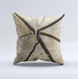image-Cracked Wooden Stump Ink-Fuzed Decorative Throw Pillow