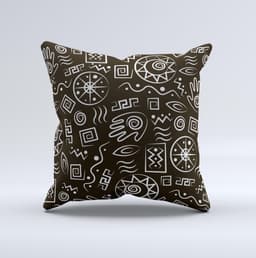 image-Black and White Cave Symbols ink-Fuzed Decorative Throw Pillow
