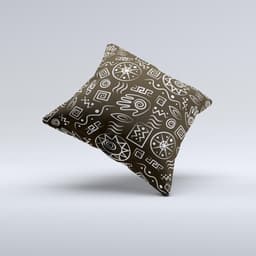 image-Black and White Cave Symbols ink-Fuzed Decorative Throw Pillow