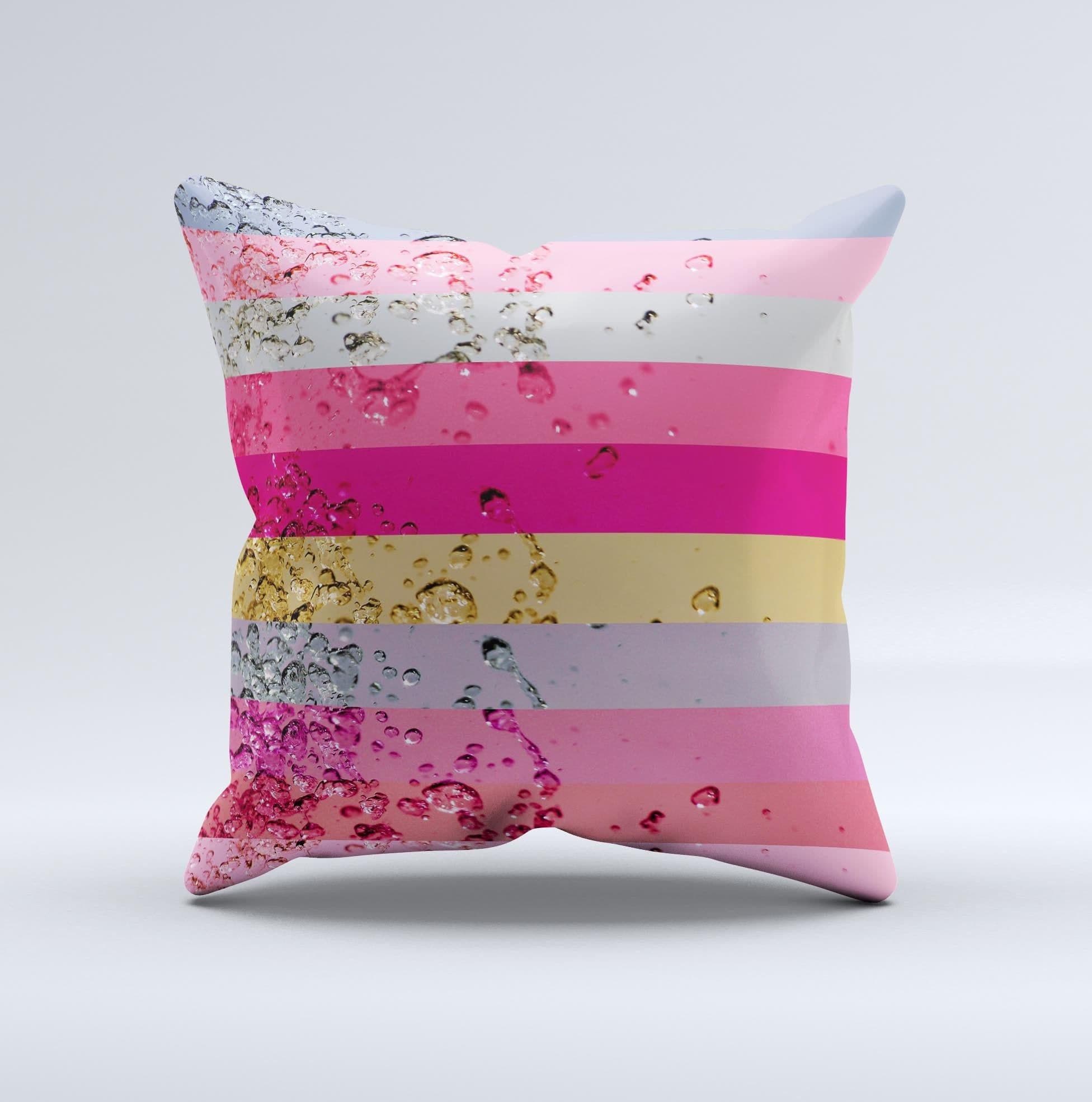 image-Pink Water Stripes Ink-Fuzed Decorative Throw Pillow