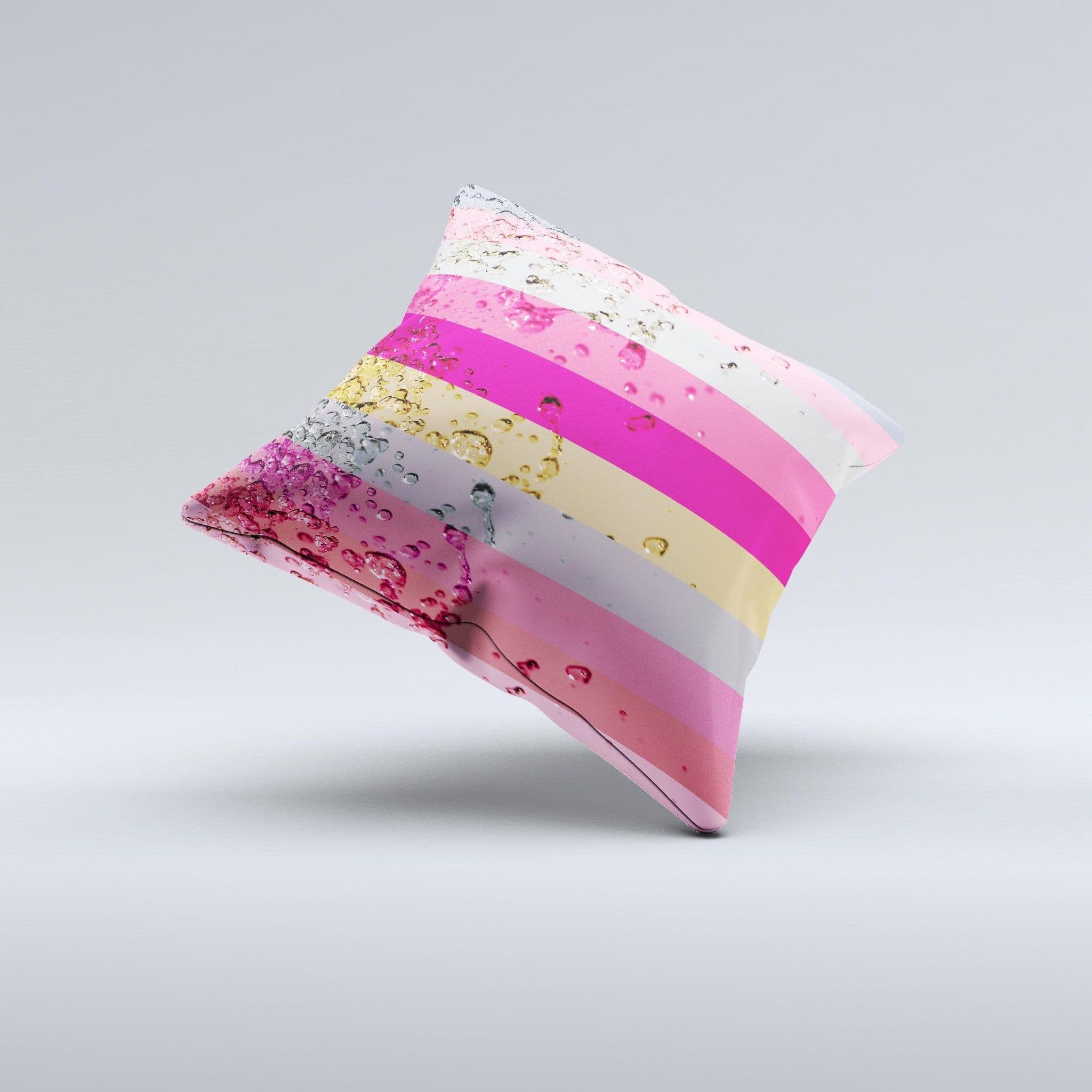 image-Pink Water Stripes Ink-Fuzed Decorative Throw Pillow