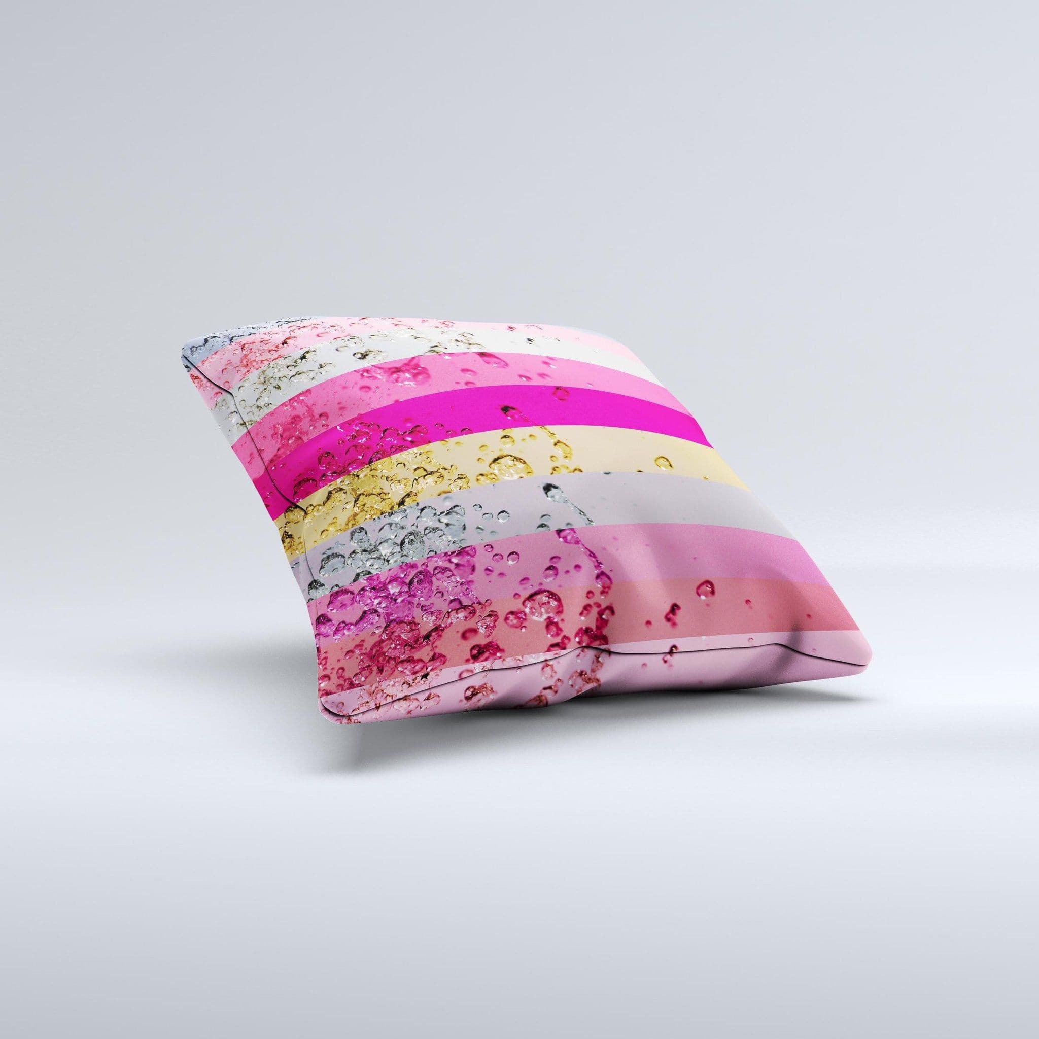 image-Pink Water Stripes Ink-Fuzed Decorative Throw Pillow