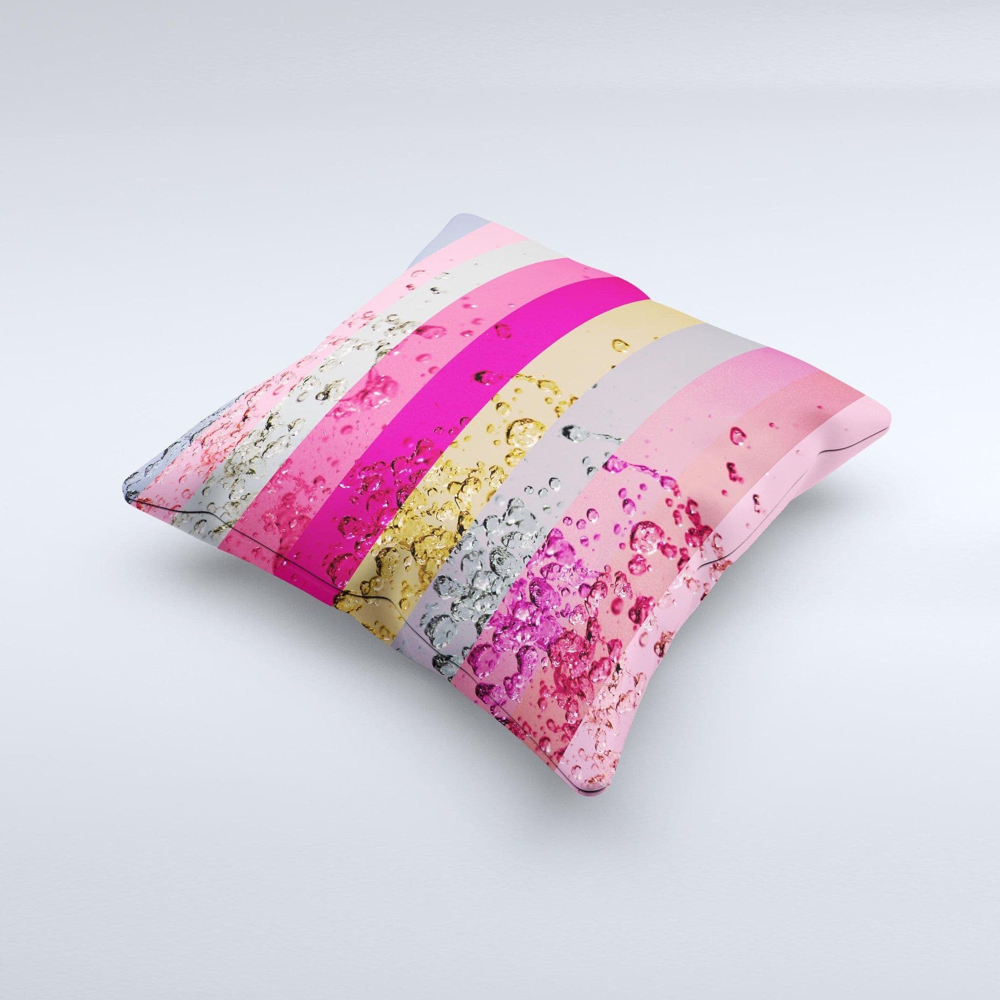 image-Pink Water Stripes Ink-Fuzed Decorative Throw Pillow