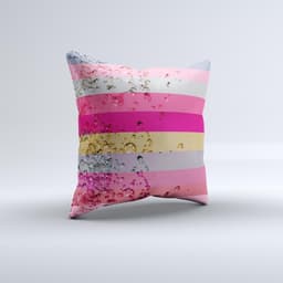 image-Pink Water Stripes Ink-Fuzed Decorative Throw Pillow