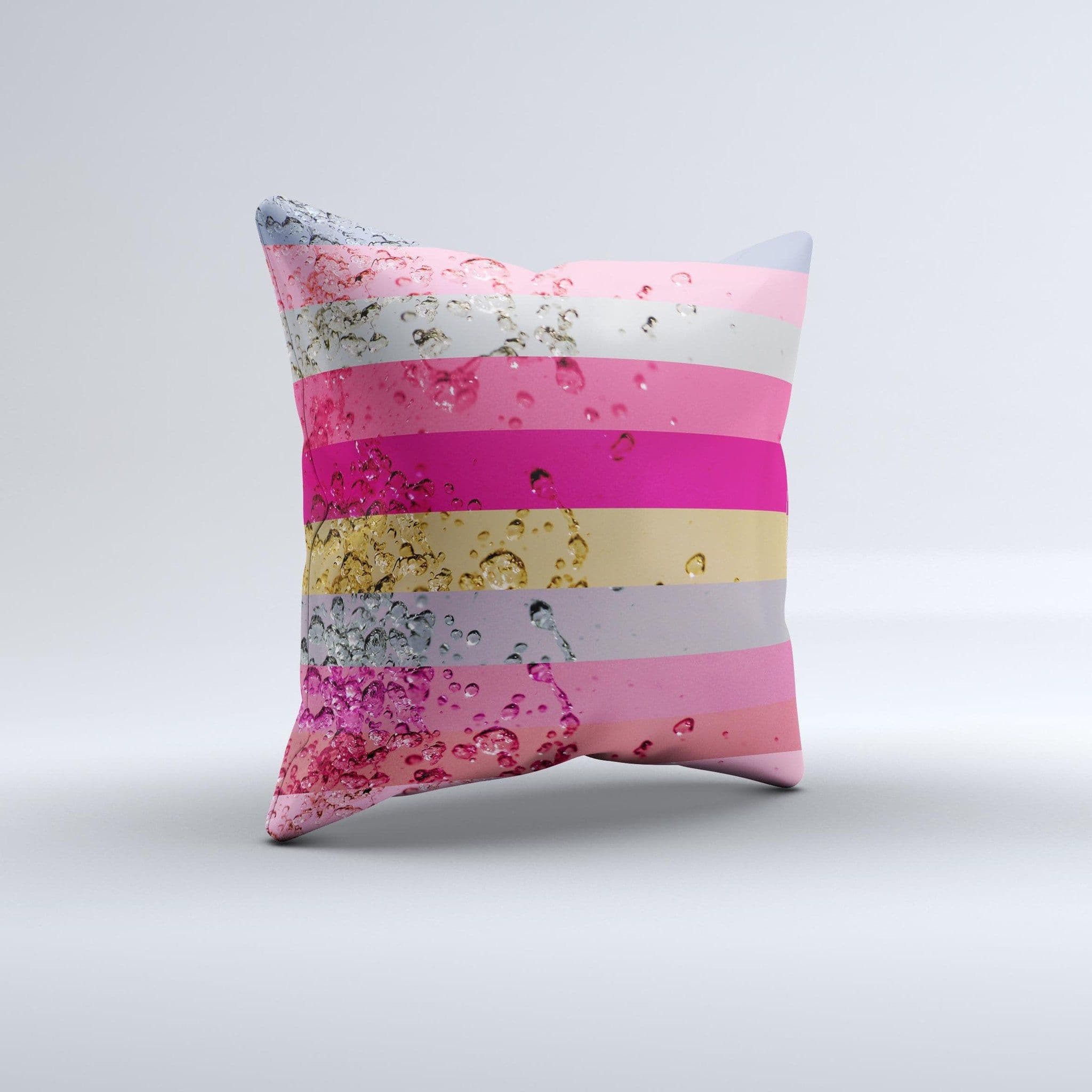 image-Pink Water Stripes Ink-Fuzed Decorative Throw Pillow
