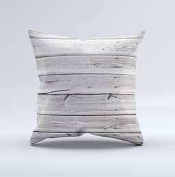 image-Aged White Wood Planks Ink-Fuzed Decorative Throw Pillow