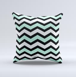 image-Teal & Black Wide Chevron Pattern Ink-Fuzed Decorative Throw Pillow