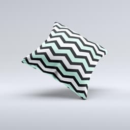 image-Teal & Black Wide Chevron Pattern Ink-Fuzed Decorative Throw Pillow