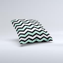 image-Teal & Black Wide Chevron Pattern Ink-Fuzed Decorative Throw Pillow