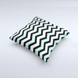 image-Teal & Black Wide Chevron Pattern Ink-Fuzed Decorative Throw Pillow