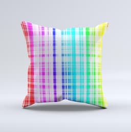 image-Bright Rainbow Plaid Pattern ink-Fuzed Decorative Throw Pillow