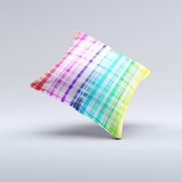 image-Bright Rainbow Plaid Pattern ink-Fuzed Decorative Throw Pillow