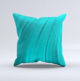 image-Glowing Teal Abstract Waves Ink-Fuzed Decorative Throw Pillow