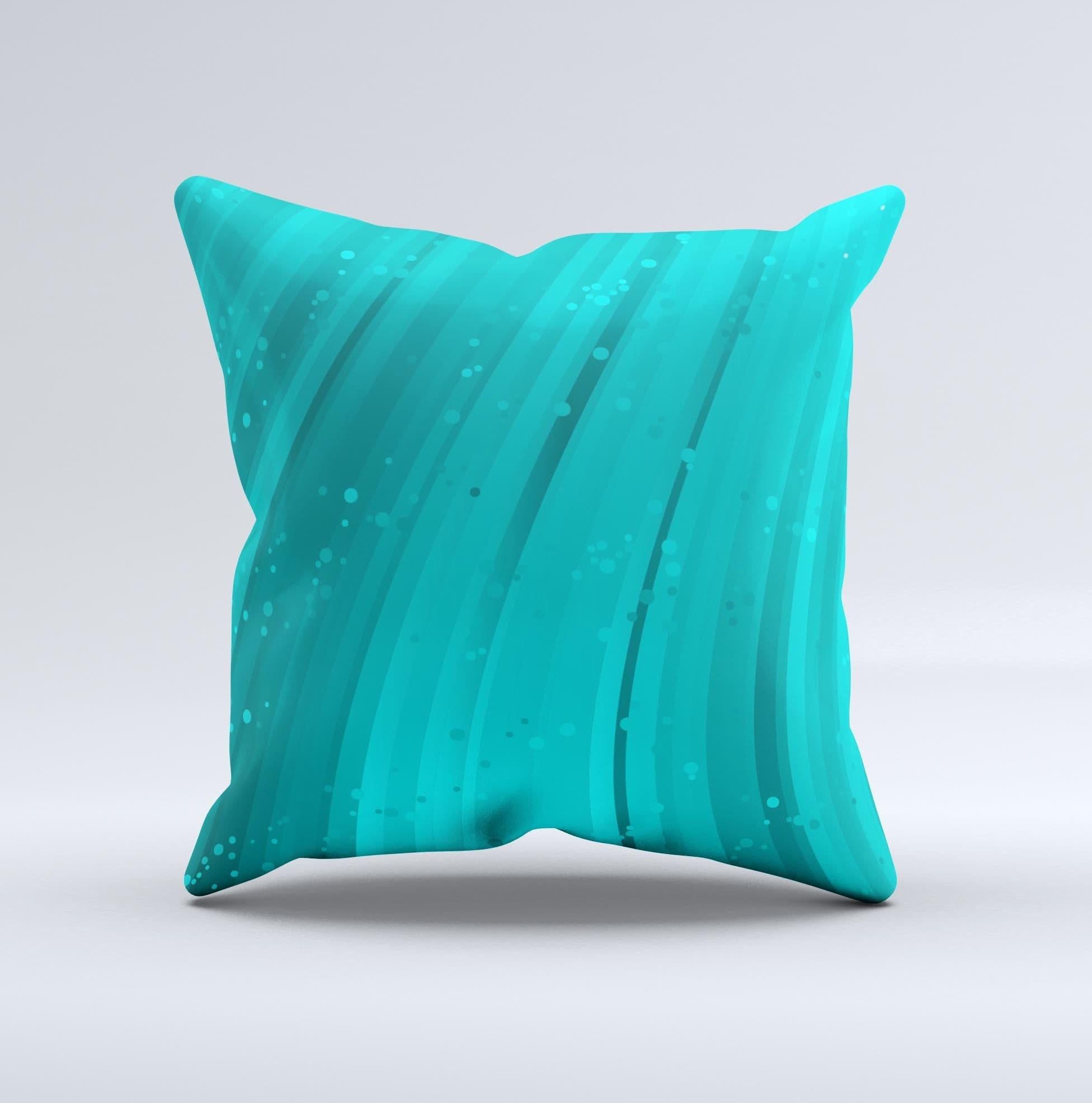 image-Glowing Teal Abstract Waves Ink-Fuzed Decorative Throw Pillow