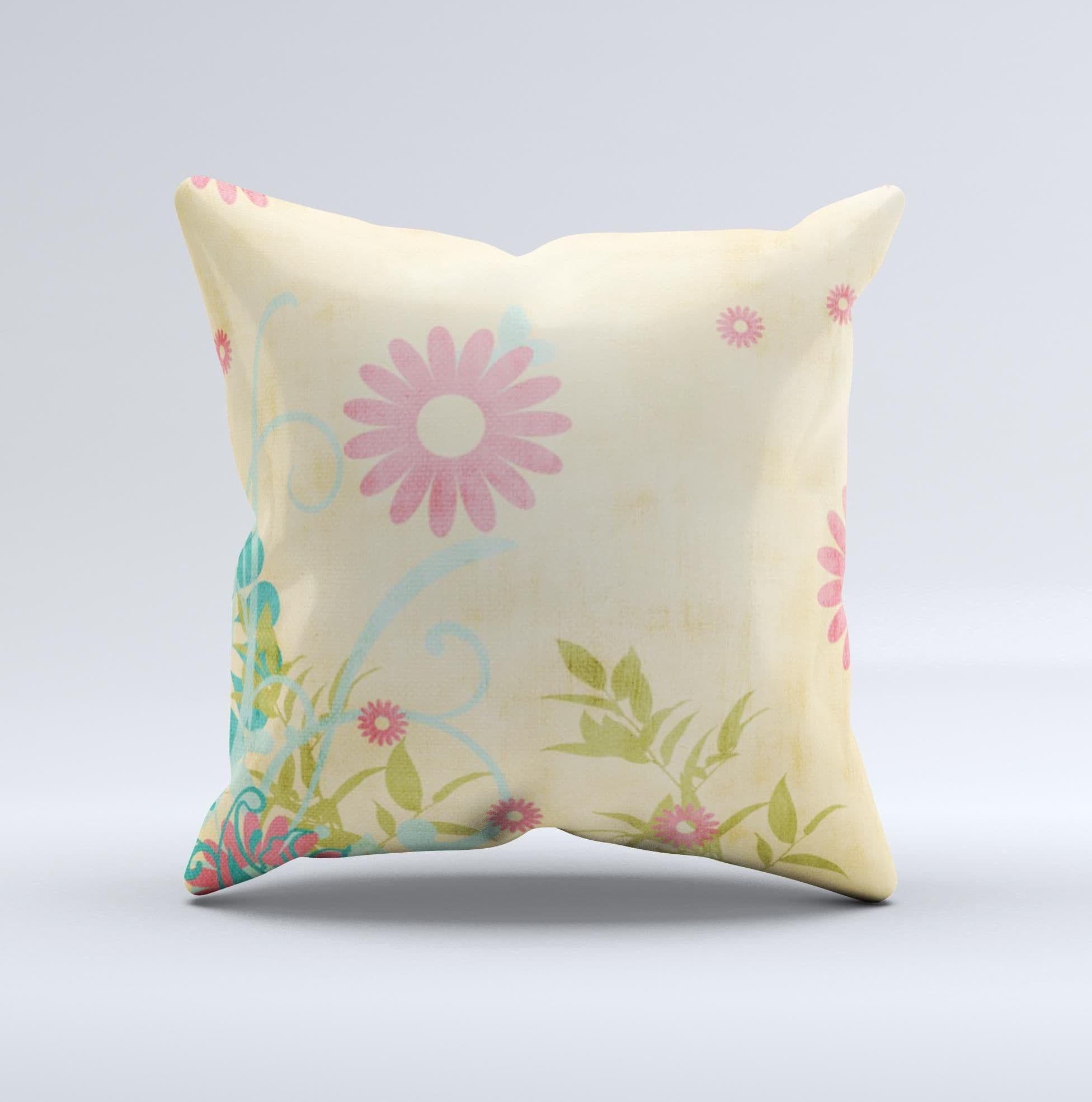 image-Vintage Golden Flowers Ink-Fuzed Decorative Throw Pillow