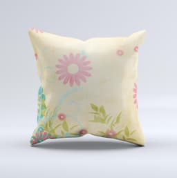 image-Vintage Golden Flowers Ink-Fuzed Decorative Throw Pillow
