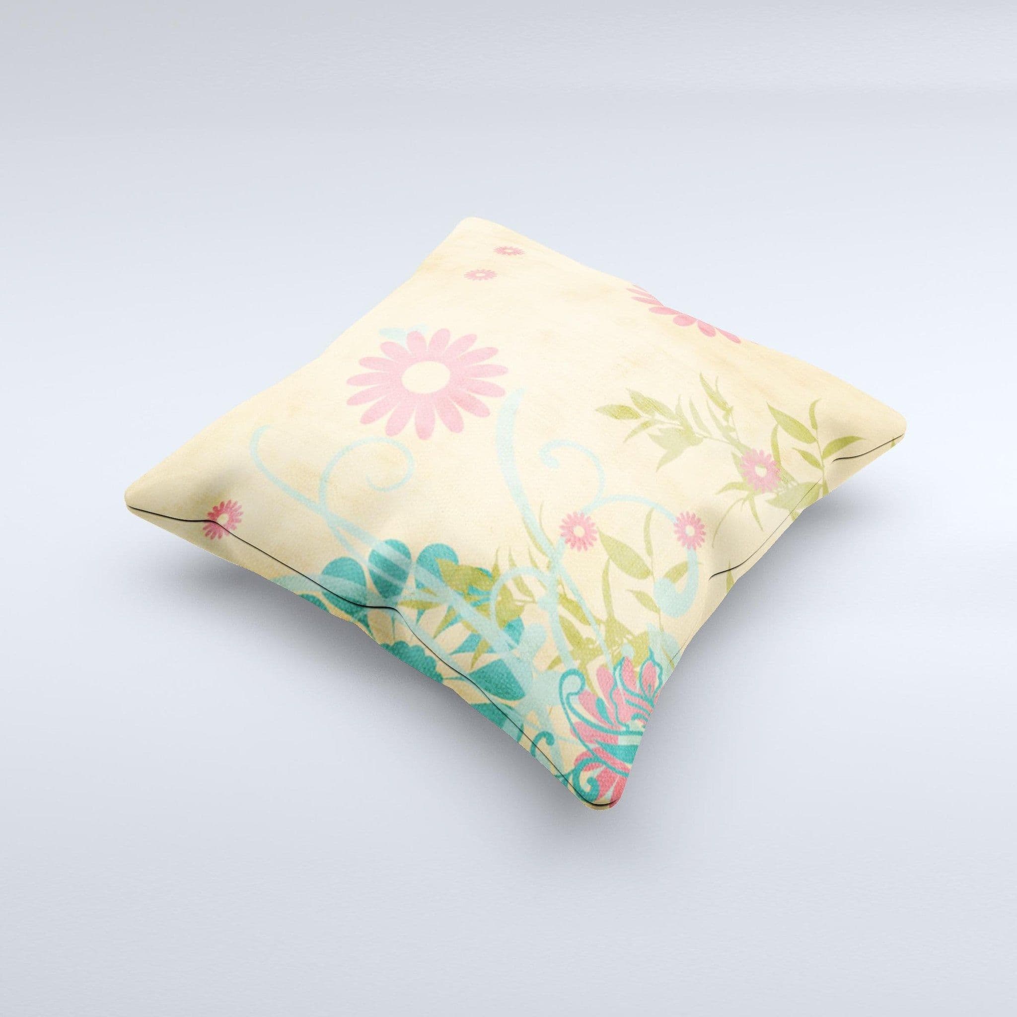 image-Vintage Golden Flowers Ink-Fuzed Decorative Throw Pillow