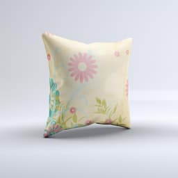 image-Vintage Golden Flowers Ink-Fuzed Decorative Throw Pillow