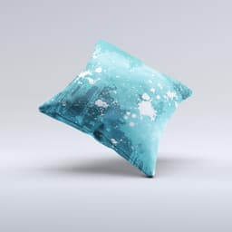 image-Abstract Blue Paint Splatter Ink-Fuzed Decorative Throw Pillow