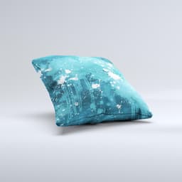 image-Abstract Blue Paint Splatter Ink-Fuzed Decorative Throw Pillow