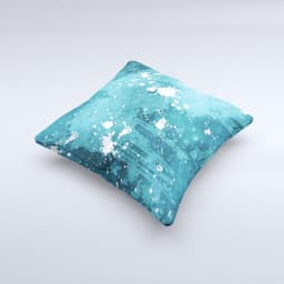 image-Abstract Blue Paint Splatter Ink-Fuzed Decorative Throw Pillow