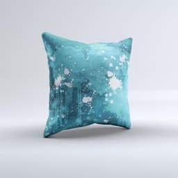 image-Abstract Blue Paint Splatter Ink-Fuzed Decorative Throw Pillow