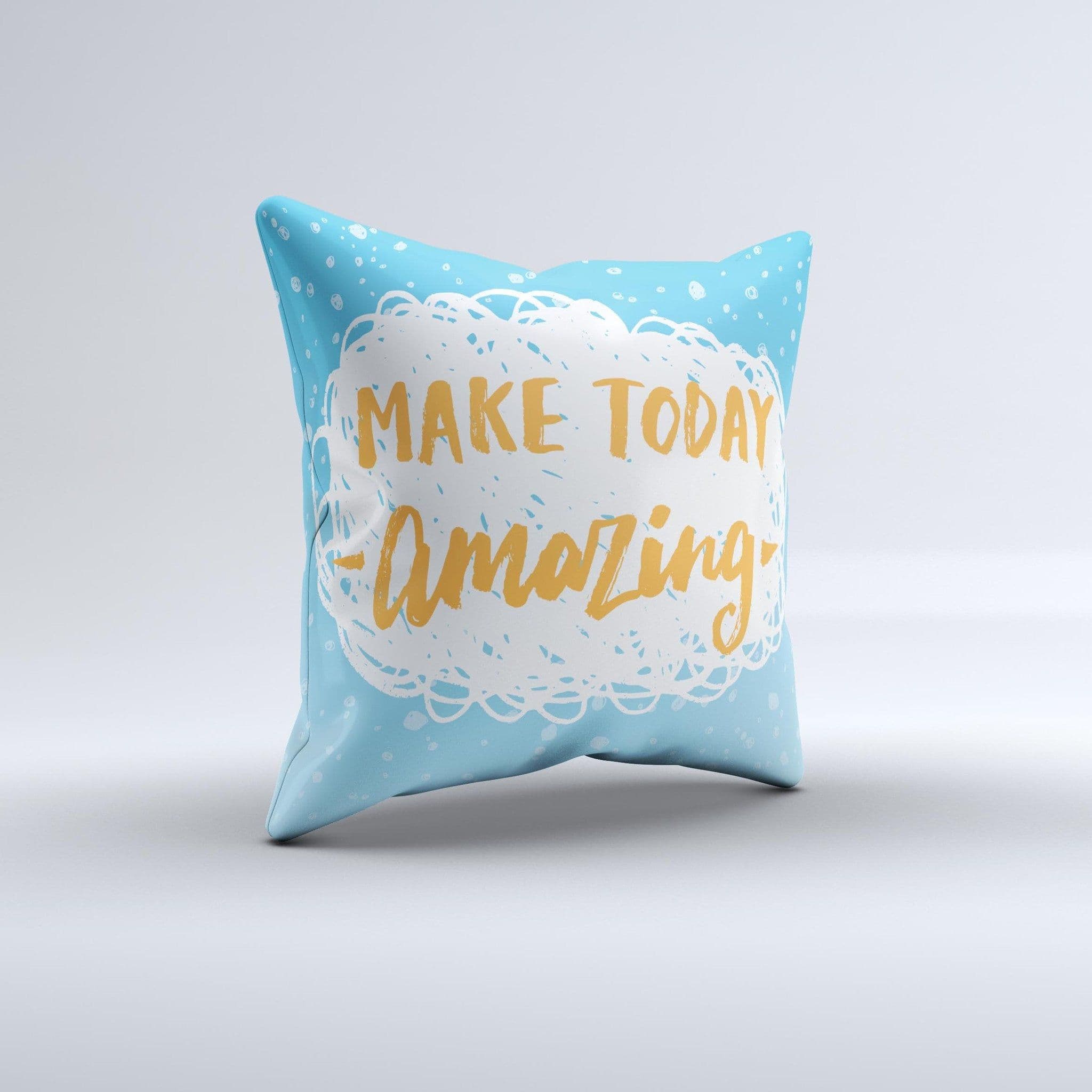 image-The Make Today Amazing Blue Fall ink-Fuzed Decorative Throw Pillow