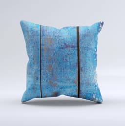 image-Worn Blue Paint on Wooden Planks ink-Fuzed Decorative Throw Pillow