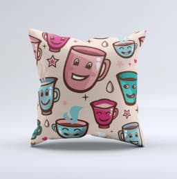 image-Smiley Coffee Mugs Ink-Fuzed Decorative Throw Pillow