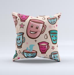 image-Smiley Coffee Mugs Ink-Fuzed Decorative Throw Pillow