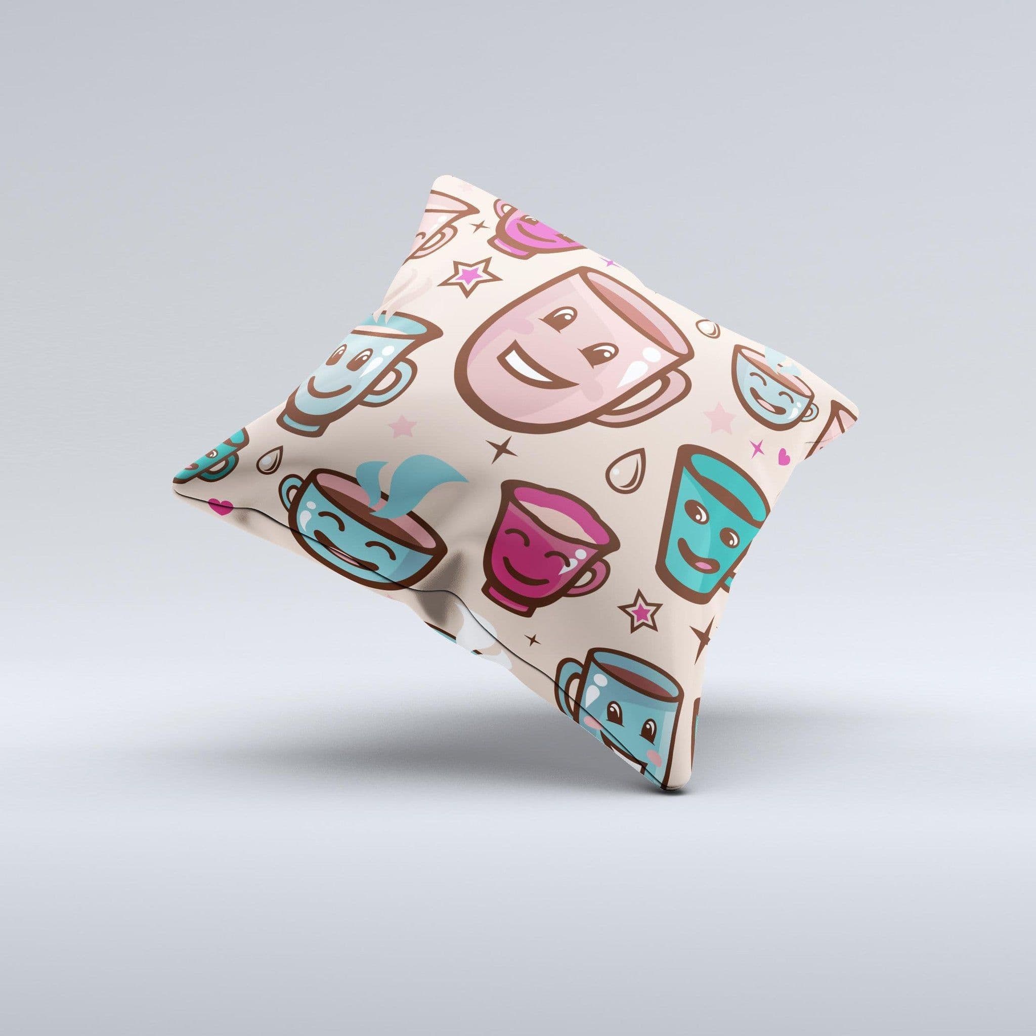 image-Smiley Coffee Mugs Ink-Fuzed Decorative Throw Pillow