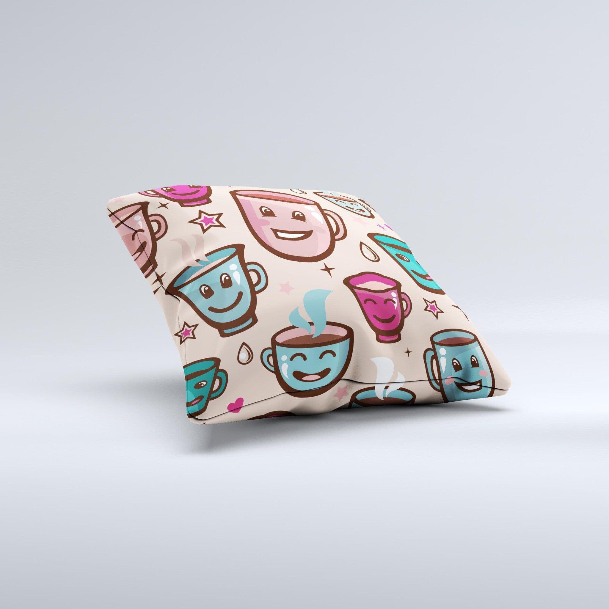 image-Smiley Coffee Mugs Ink-Fuzed Decorative Throw Pillow